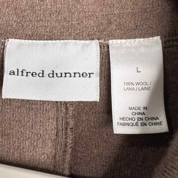 Vintage Alfred Dunner 100% Wool Brown Cardigan, Size Large - Picture 5 of 6